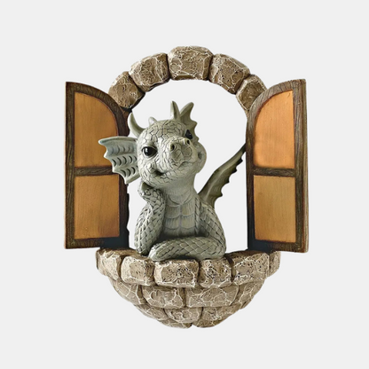 Ornement de Jardin Dragon en Résine Peinte pour un Décor Magique Décor de jardin Electro Paris Fenêtre Dragon