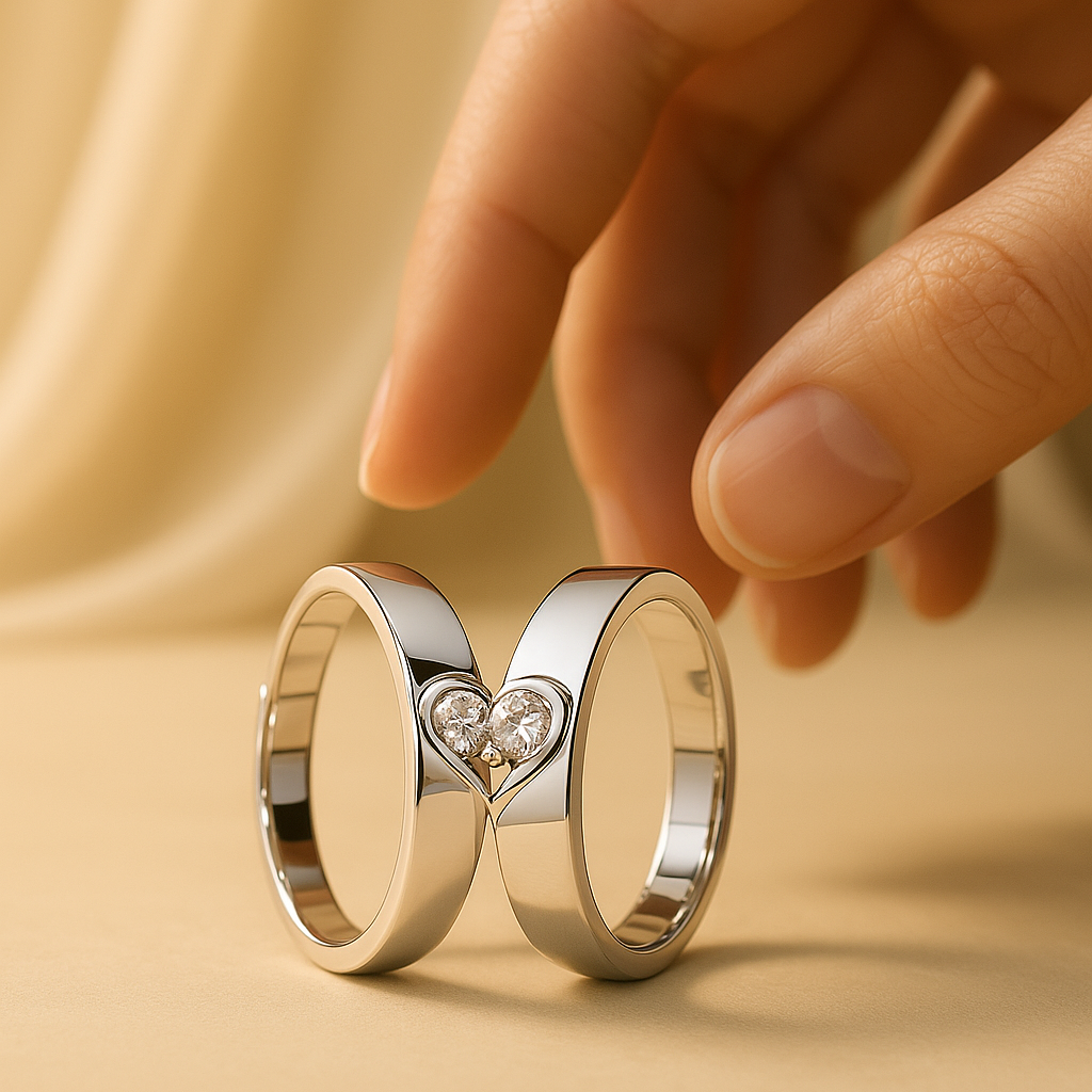 Bagues de Couple en Argent – Ensemble Ajustable avec Motif Cœur Symbolisant l’Amour Éternel Jewelry Ring Standard Electro Paris Harmonie infinie