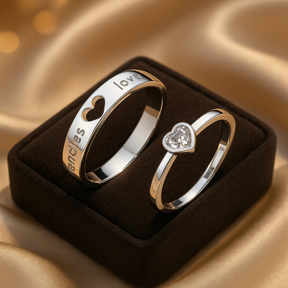 Bagues de Couple en Argent – Ensemble Ajustable avec Motif Cœur Symbolisant l’Amour Éternel Jewelry Ring Standard Electro Paris