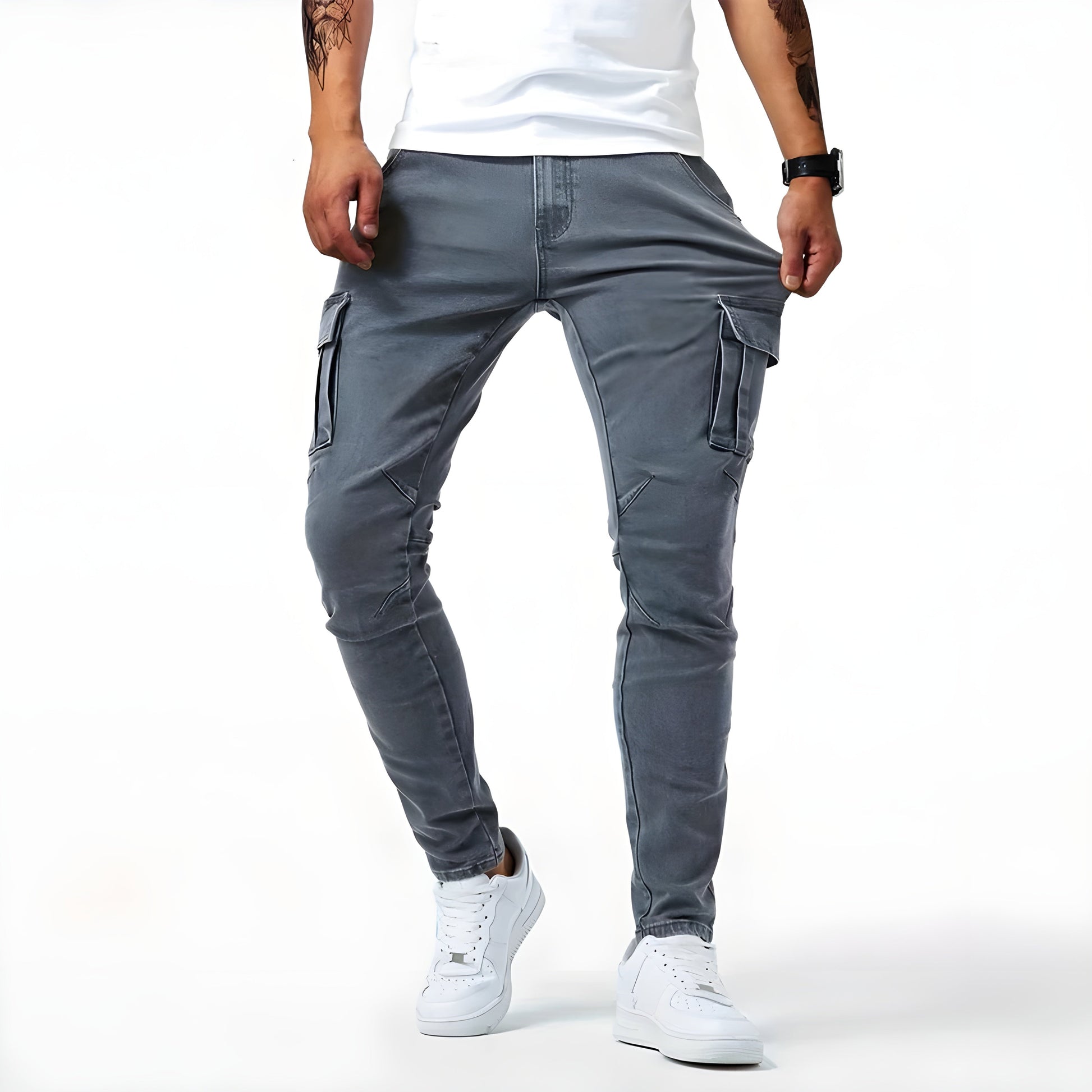 Pantalons Cargo en Denim Élastique pour Hommes – Confort et Style Polyvalent pour le Quotidien Pantalons cargo pour hommes Electro Paris