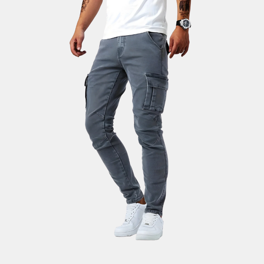 Pantalons Cargo en Denim Élastique pour Hommes – Confort et Style Polyvalent pour le Quotidien Pantalons cargo pour hommes Electro Paris Gris S
