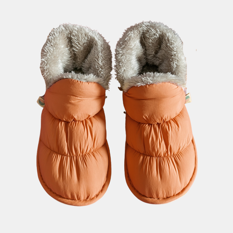 Pantoufles Arvène – Pantoufles d’Hiver Unisexe en Peluche avec Semelle Antidérapante et Confort Thermique Chaussons Electro Paris Orange 36-37