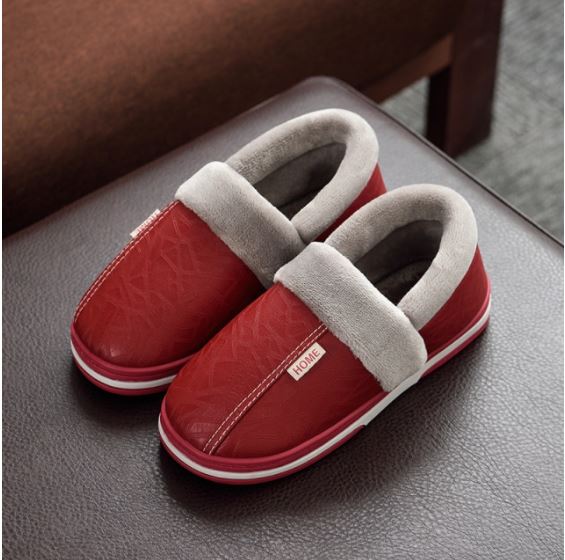 Chaussons Plateforme Doublés en Peluche pour l'Hiver – Chaussures d'Intérieur/Extérieur Imperméables Chaussons Electro Paris Rouge- B 36-37