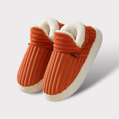 Chaussons Mocassins Douillets pour Femme – Pantoufles de Maison Chaudes avec Semelle Antidérapante Chaussons Electro Paris Orange 36-37
