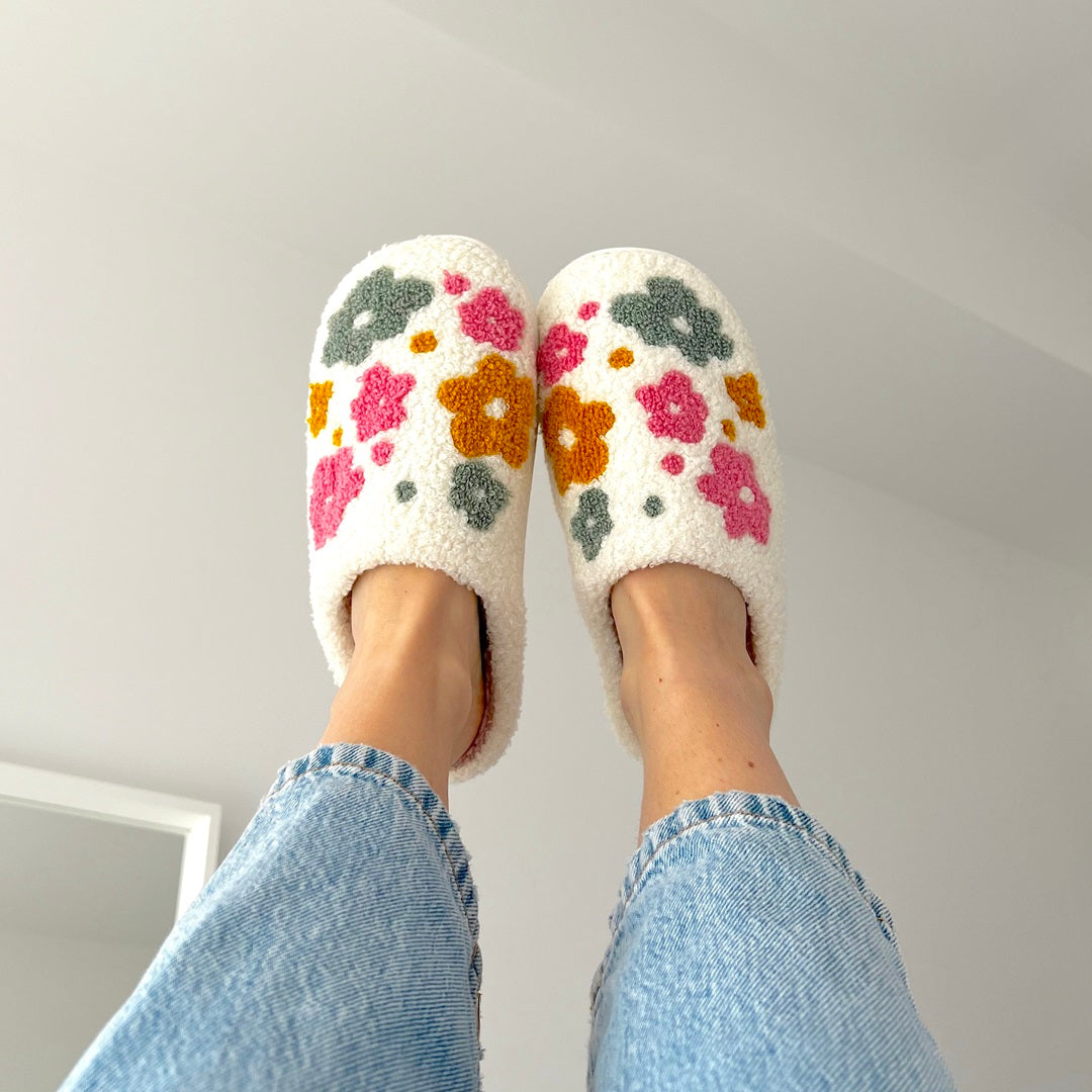 Pantoufles Femmes À Fleurs Confortables – Chaussons Douillets Pour La Maison Chaussons Electro Paris