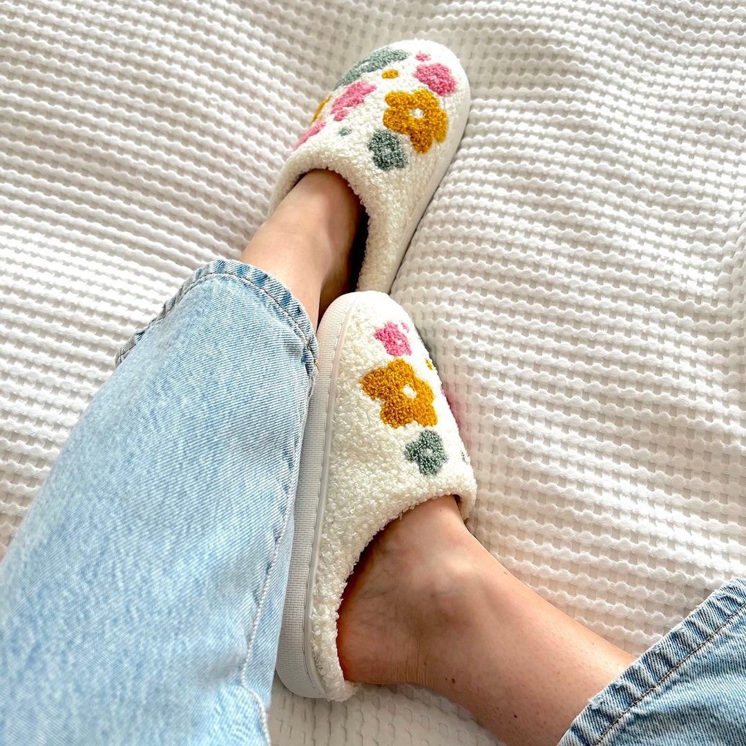 Pantoufles Femmes À Fleurs Confortables – Chaussons Douillets Pour La Maison Chaussons Electro Paris