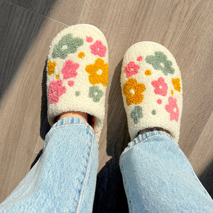 Pantoufles Femmes À Fleurs Confortables – Chaussons Douillets Pour La Maison Chaussons Electro Paris