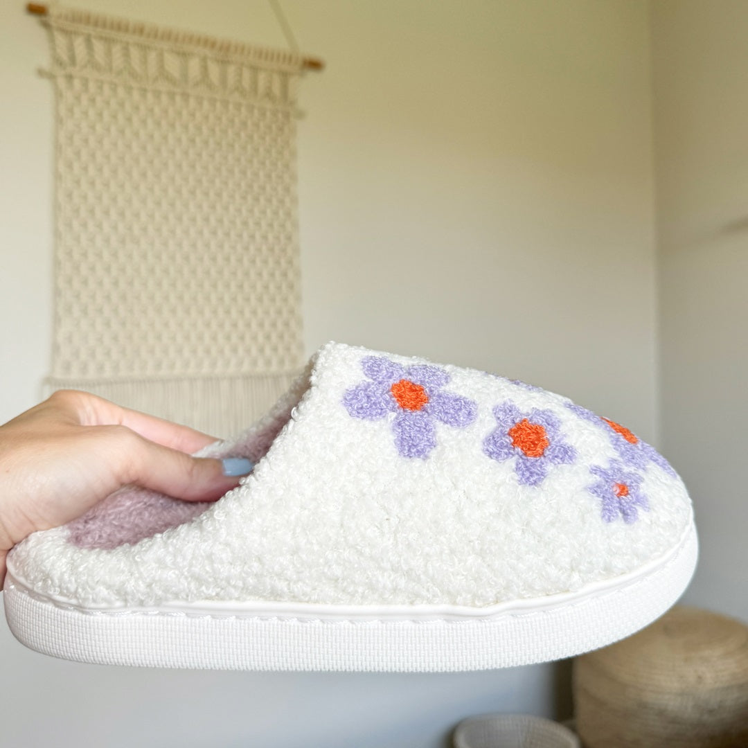 Pantoufles Fleuries Femme Confortables à Glissières – Chaussons à Domicile Chaussons Electro Paris