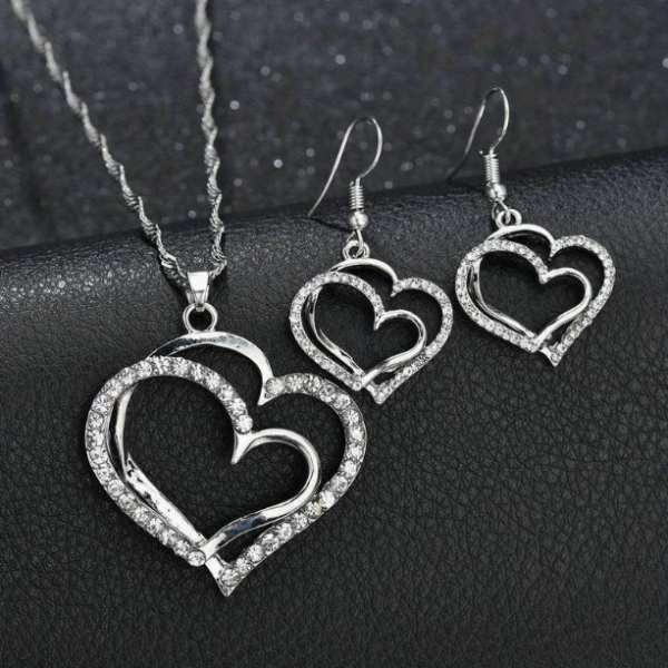 Parure Cœur Double en Argent – Élégance Intemporelle Electro Paris