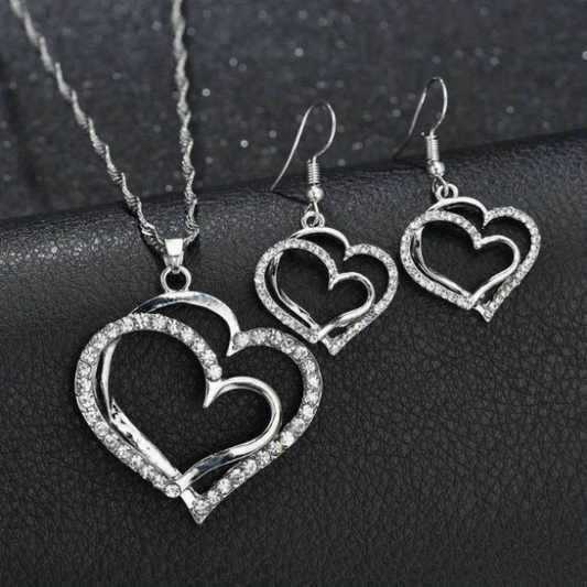 Parure Cœur Double en Argent – Élégance Intemporelle Electro Paris
