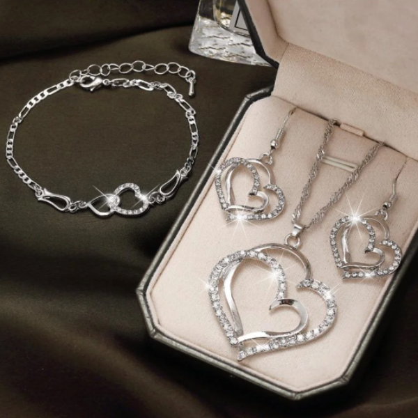 Parure Cœur Double en Argent – Élégance Intemporelle Electro Paris