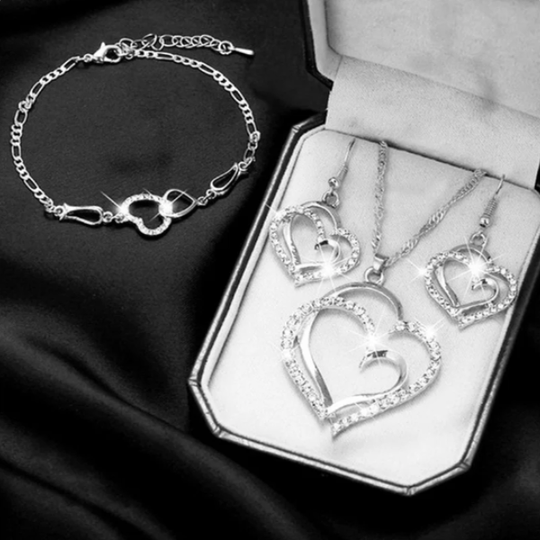 Parure Cœur Double en Argent – Élégance Intemporelle Electro Paris