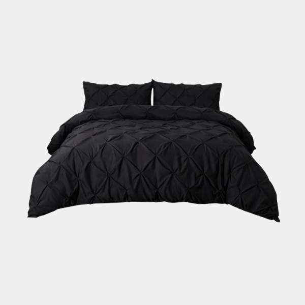 Parure de Housse de Couette 3 Pièces avec Taies d'Oreiller pour une Chambre Moderne Ensembles de literie Electro Paris Noir 150 x 200cm