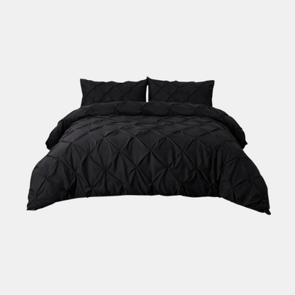 Parure de Housse de Couette 3 Pièces avec Taies d'Oreiller pour une Chambre Moderne Ensembles de literie Electro Paris Noir 150 x 200cm