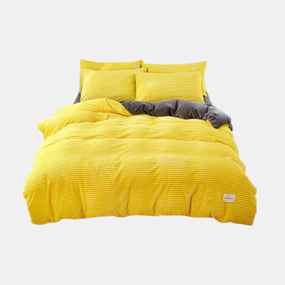 Parure de Lit Polaire Velours pour l'Hiver – Housse de Couette Douce en Peluche pour Chambre Literie Electro Paris Jaune Reine