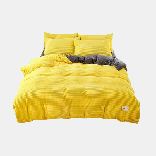 Parure de Lit Polaire Velours pour l'Hiver – Housse de Couette Douce en Peluche pour Chambre Literie Electro Paris Jaune Reine
