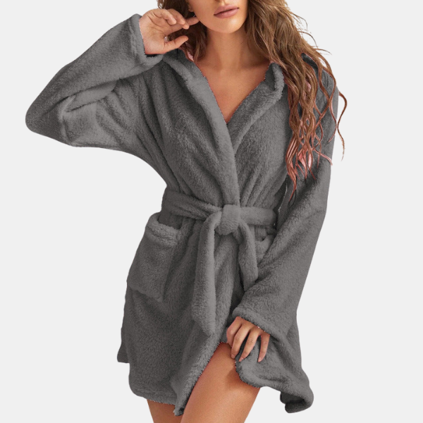 Peignoir Femme à Capuche – Doux et Confortable Dressing gown Electro Paris Gris 36