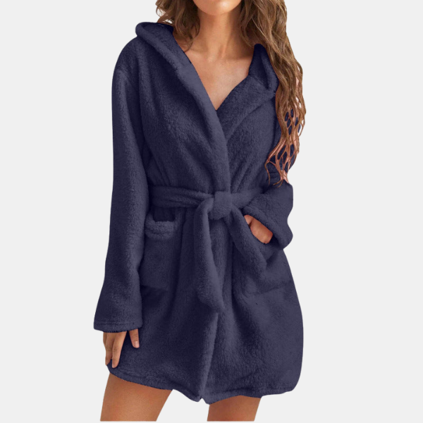 Peignoir Femme à Capuche – Doux et Confortable Dressing gown Electro Paris Marine 36