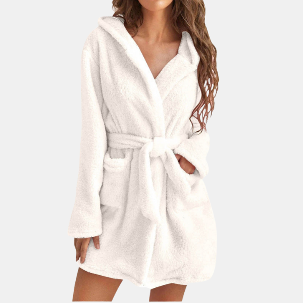 Peignoir Femme à Capuche – Doux et Confortable Dressing gown Electro Paris Blanc 36