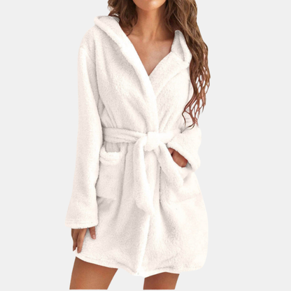 Peignoir Femme à Capuche – Doux et Confortable Dressing gown Electro Paris Blanc 36