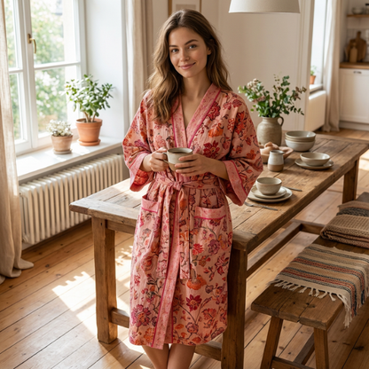 Peignoir Kimono Réversible – Coton Biologique Bathroom Accessories Electro Paris