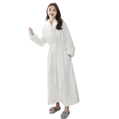 Peignoir Long en Peluche – Chaleur et Confort Hivernal Dresses Electro Paris Blanc M