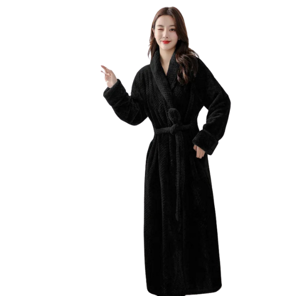 Peignoir Long en Peluche – Chaleur et Confort Hivernal Dresses Electro Paris Noir M