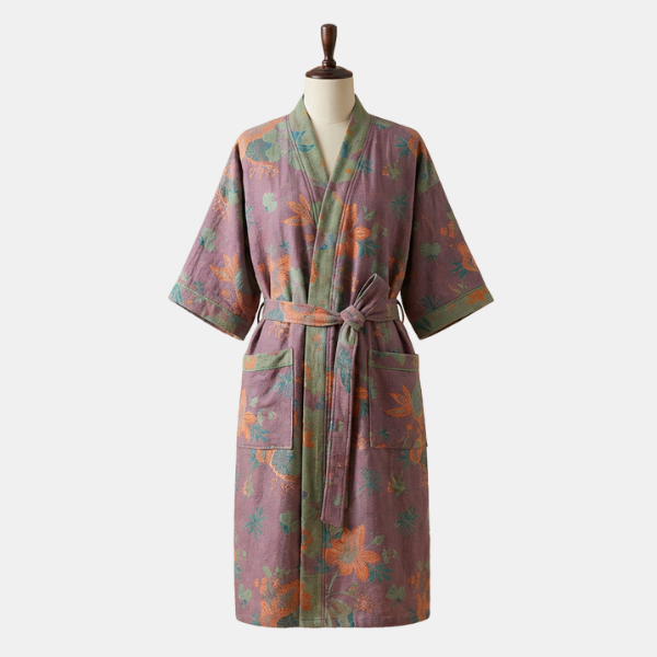 Peignoir Kimono Réversible – Coton Biologique Bathroom Accessories Electro Paris Violet S