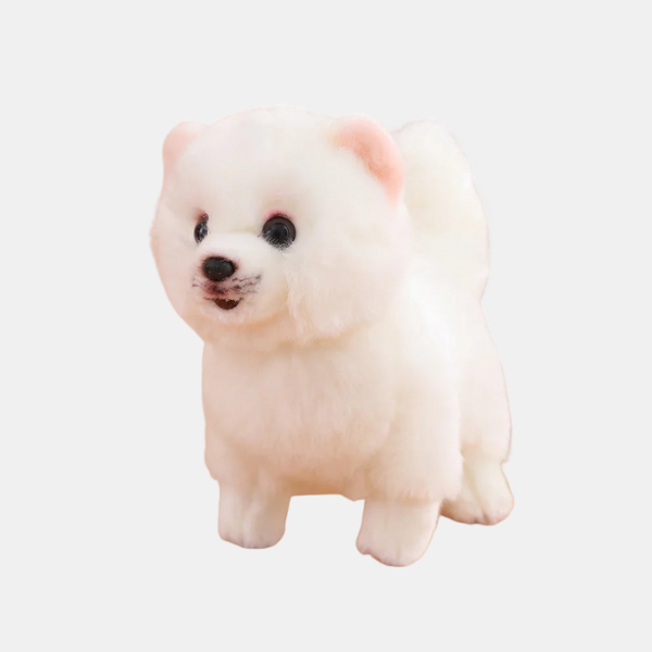 Peluche Chien Loulou de Poméranie – Animal en Peluche Réaliste pour Enfants Animaux en peluche et jouets en peluche Electro Paris Blanc