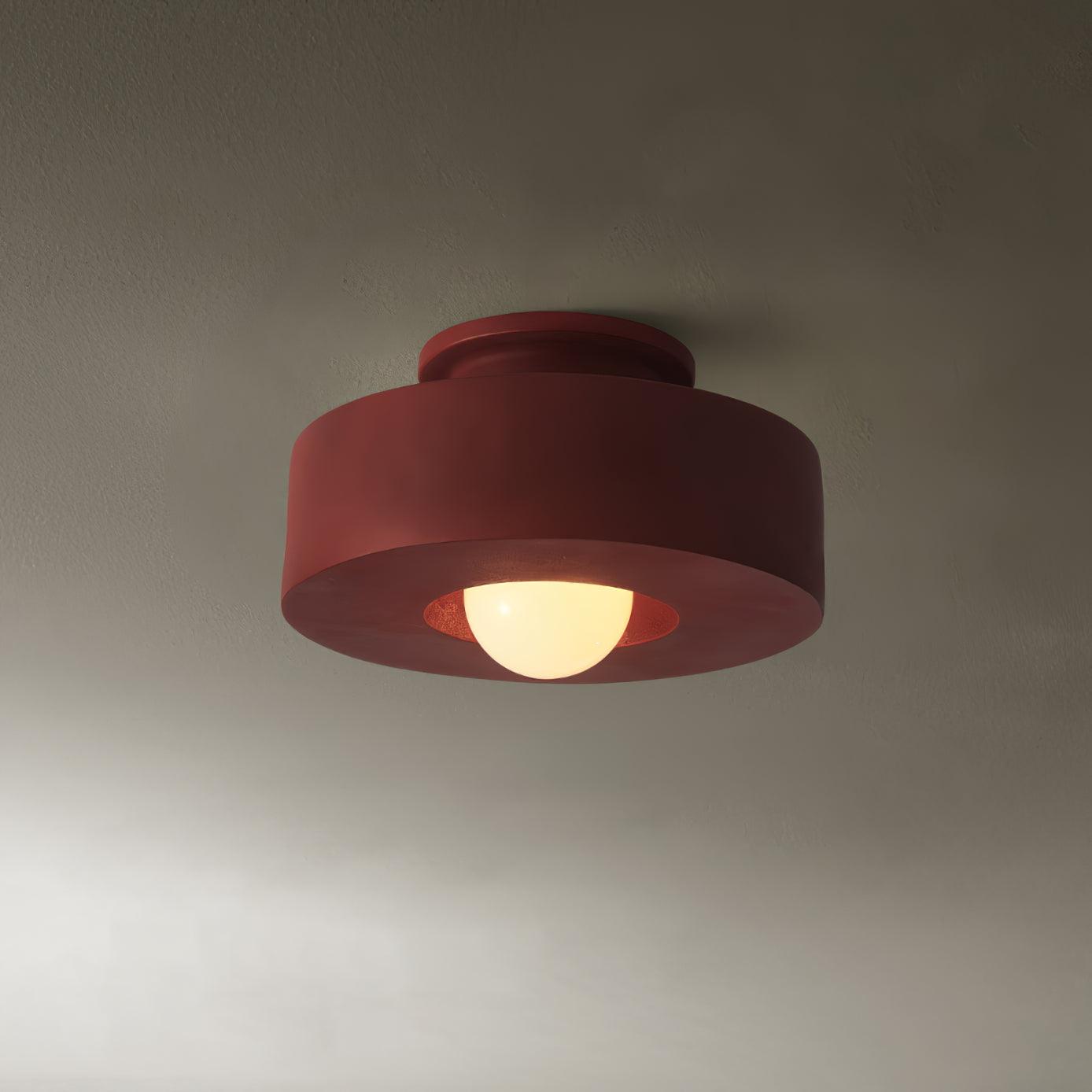 Plafonnier LED Circulaire Moderne pour un Éclairage Géométrique Minimaliste Luminaires de plafond Electro Paris Rouge Dia 30cm x H 15cm