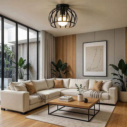 Plafonnier Métallique Noir au Style Industriel – Éclairage pour Couloir et Chambre Éclairage Electro Paris