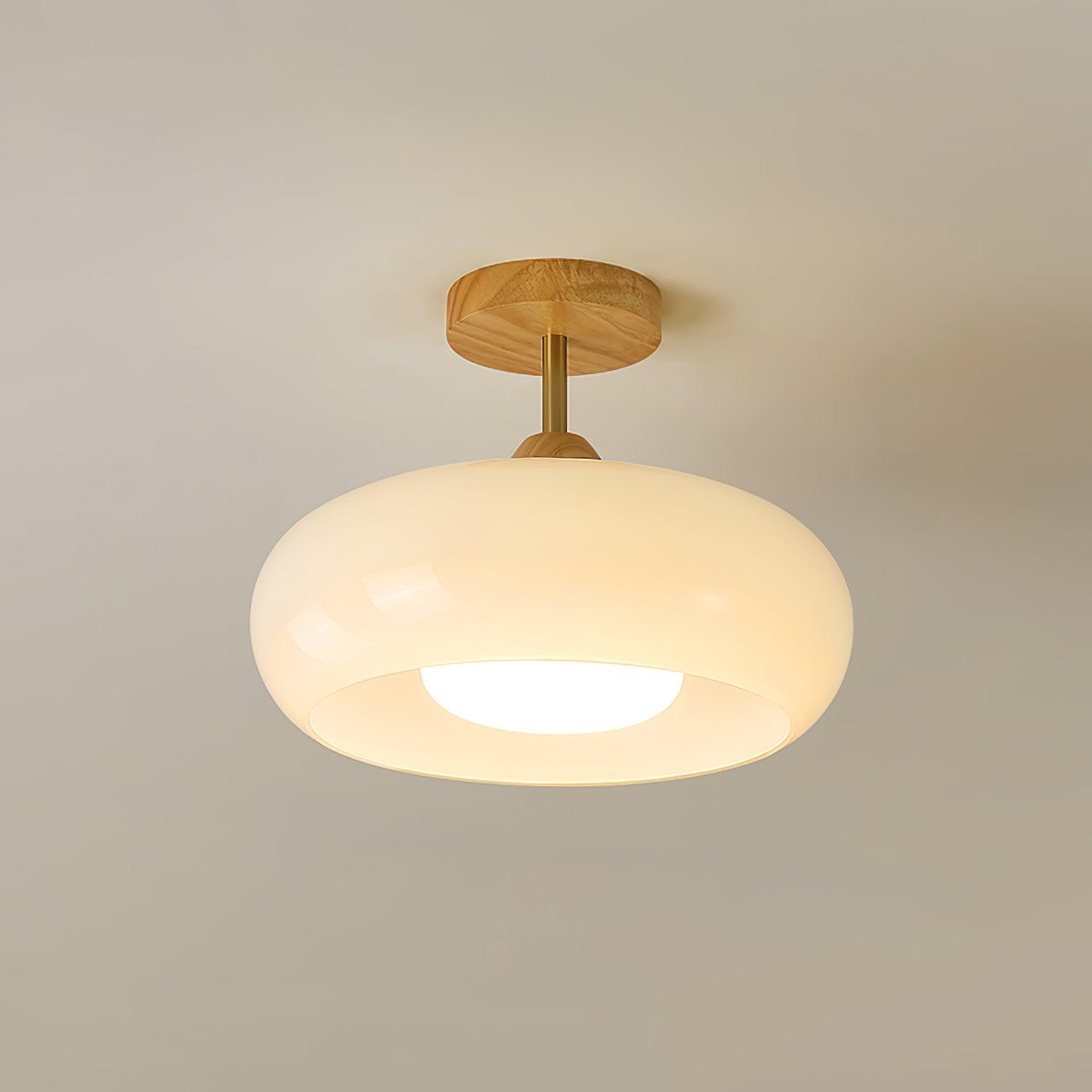 Plafonnier Sputnik Moderne à Globes en Verre pour un Éclairage d'Effet Luminaires de plafond Electro Paris Couleur bois naturel & Blanc Ø 11″ x H 11″ / Dia 28cm x H 28cm