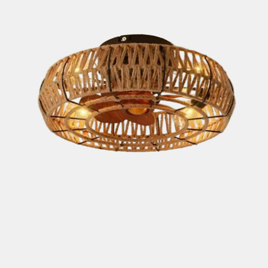 Plafonnier avec ventilateur en corde naturelle Lampe pour ventilateur de plafond Electro Paris Default
