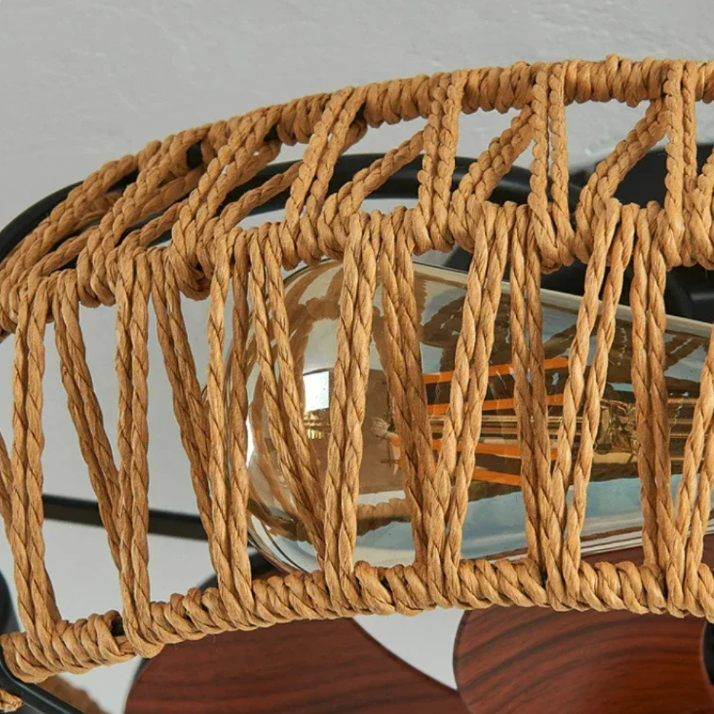 Plafonnier avec ventilateur en corde naturelle Lampe pour ventilateur de plafond Electro Paris