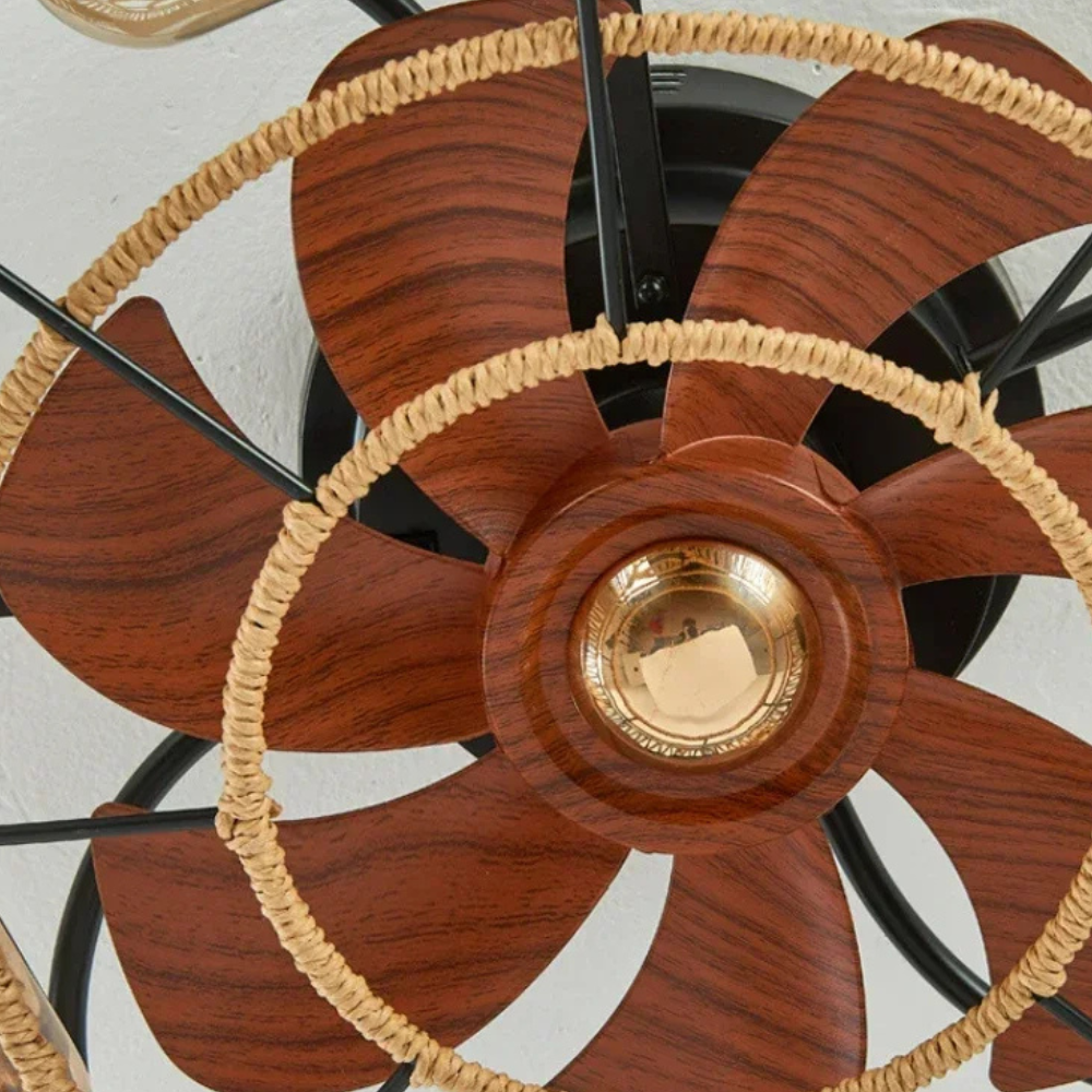 Plafonnier avec ventilateur en corde naturelle Lampe pour ventilateur de plafond Electro Paris