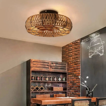 Plafonnier avec ventilateur en corde naturelle Lampe pour ventilateur de plafond Electro Paris