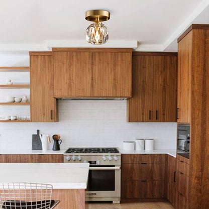 Plafonnier en Verre Cristallin avec Finition en Laiton – Luminaire Élégant pour Salle de Bain et Entrée Luminaires de plafond Electro Paris