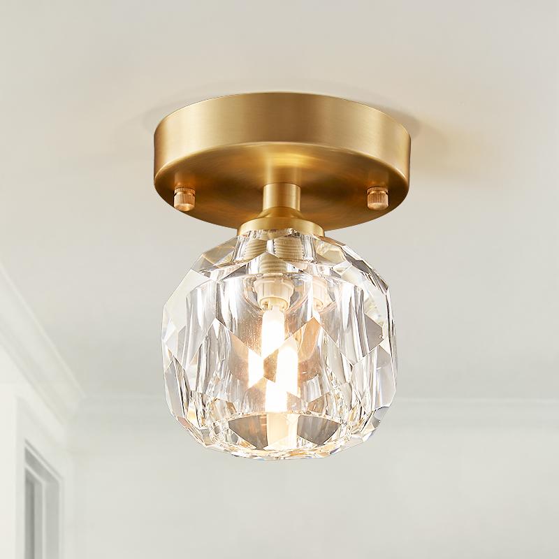Plafonnier en Verre Cristallin avec Finition en Laiton – Luminaire Élégant pour Salle de Bain et Entrée Luminaires de plafond Electro Paris
