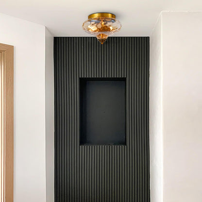 Plafonnier – Luminaire En Verre Martelé Doré Pour Intérieur Moderne Éclairage Electro Paris