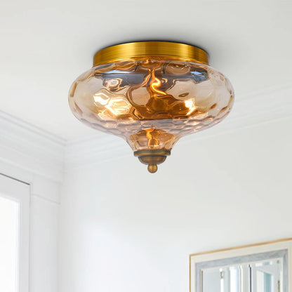 Plafonnier – Luminaire En Verre Martelé Doré Pour Intérieur Moderne Éclairage Electro Paris