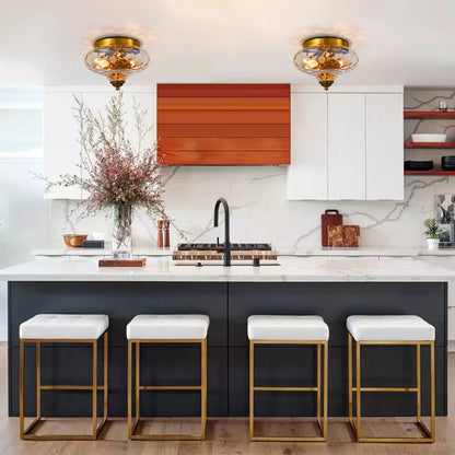 Plafonnier – Luminaire En Verre Martelé Doré Pour Intérieur Moderne Éclairage Electro Paris