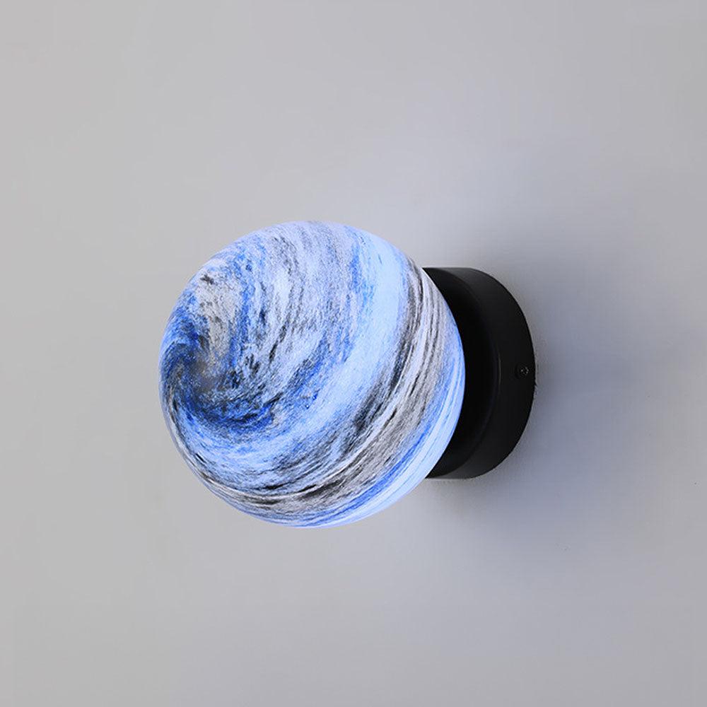 Plafonnier Globe Moderne en Verre Opale – Luminaire Semi-Encastré pour Couloir Luminaires de plafond Electro Paris Bleu Noir D13.8*H17cm