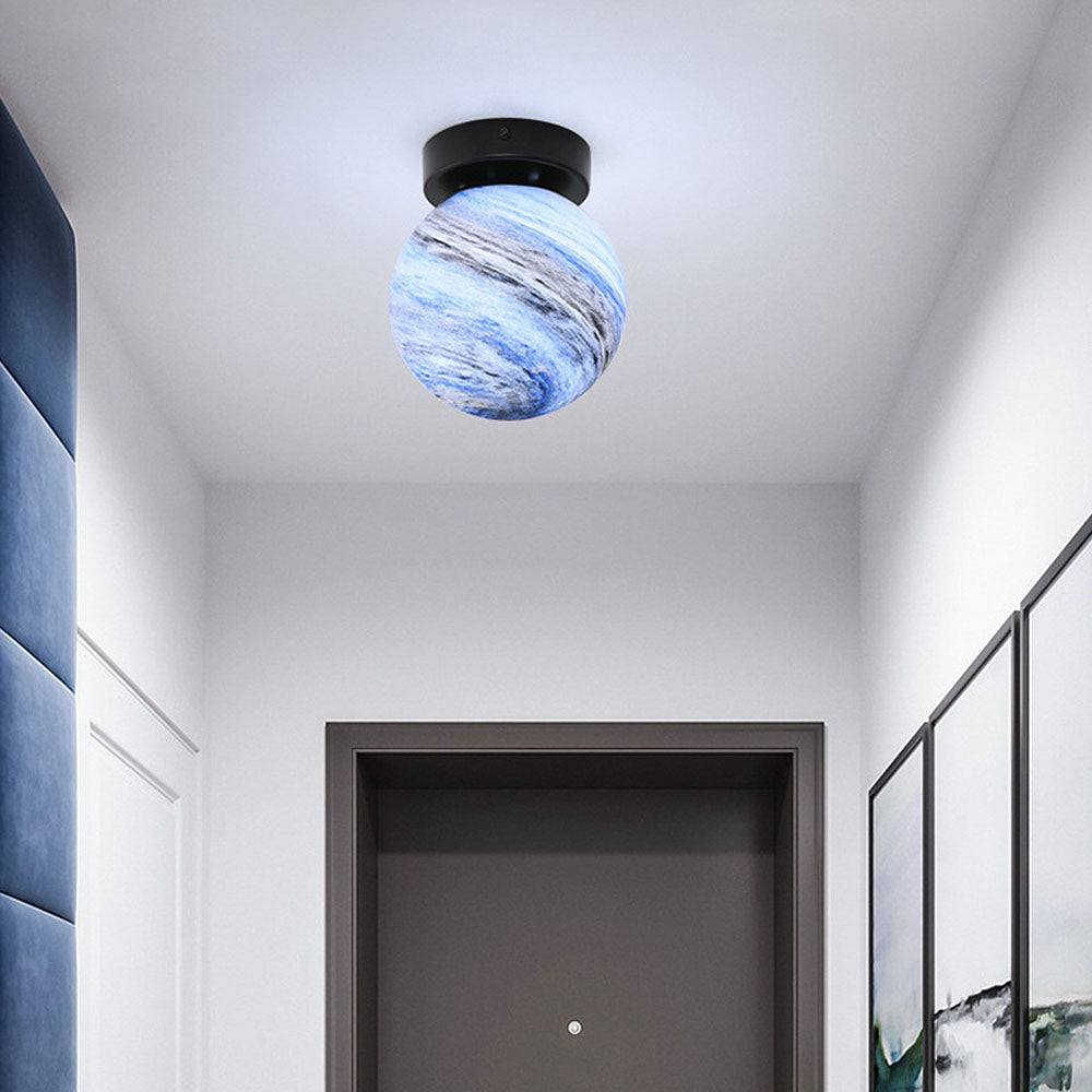 Plafonnier Globe Moderne en Verre Opale – Luminaire Semi-Encastré pour Couloir Luminaires de plafond Electro Paris