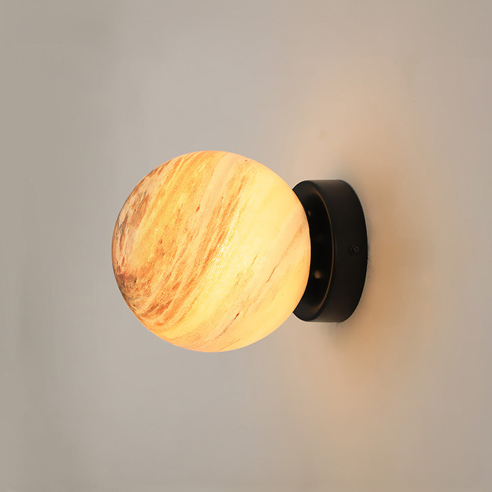 Plafonnier Globe Moderne en Verre Opale – Luminaire Semi-Encastré pour Couloir Luminaires de plafond Electro Paris Orange Noir D13.8*H17cm