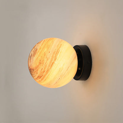 Plafonnier Globe Moderne en Verre Opale – Luminaire Semi-Encastré pour Couloir Luminaires de plafond Electro Paris Orange Noir D13.8*H17cm