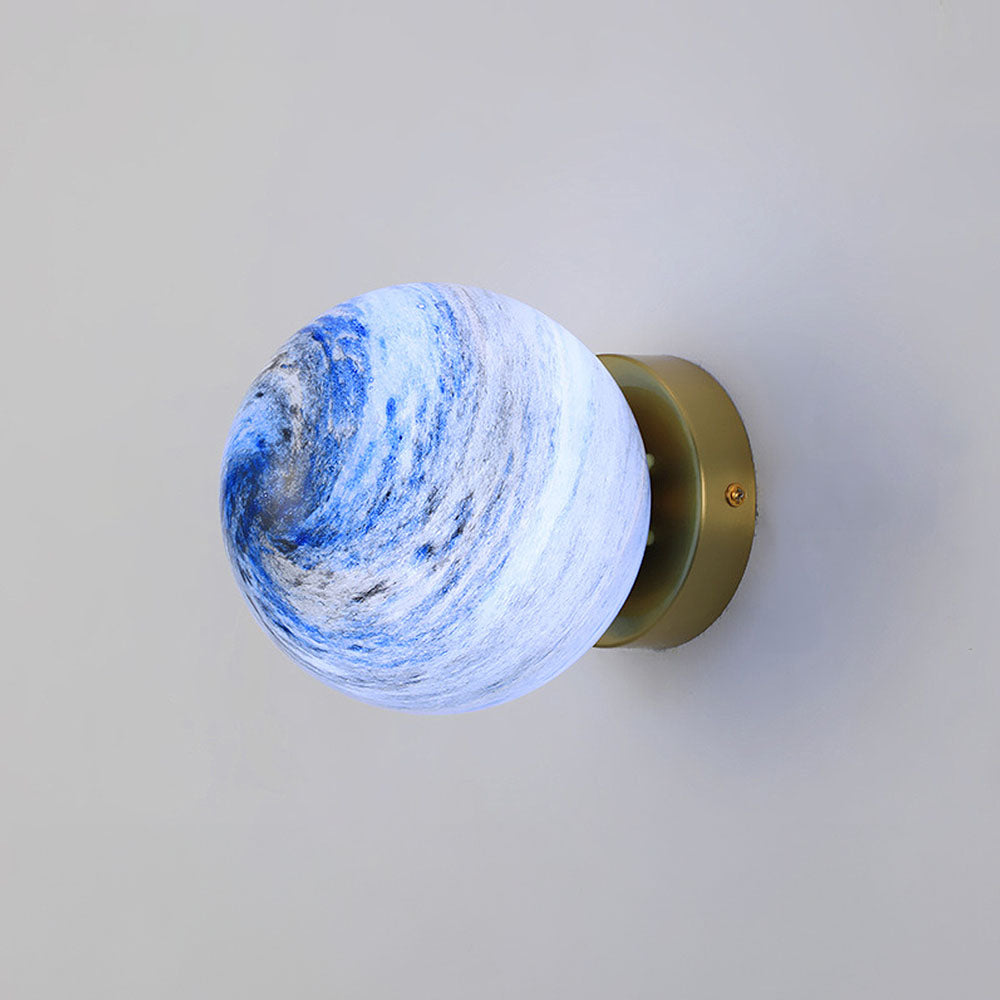 Plafonnier Globe Moderne en Verre Opale – Luminaire Semi-Encastré pour Couloir Luminaires de plafond Electro Paris Bleu Cuivre D13.8*H17cm