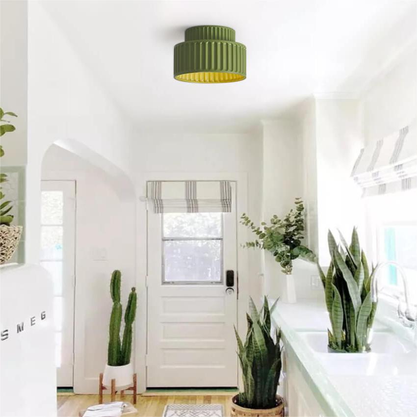 Plafonnier encastré nordique à 2 couches en céramique, design Wabi-Sabi, couleur crème Éclairage Electro Paris Vert