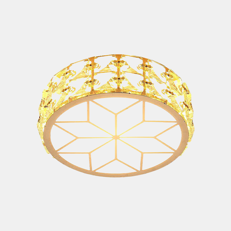 Plafonnier LED Cristal Rond – Suspension Champagne Simple Pour Couloir Éclairage Electro Paris 15cm Blanc