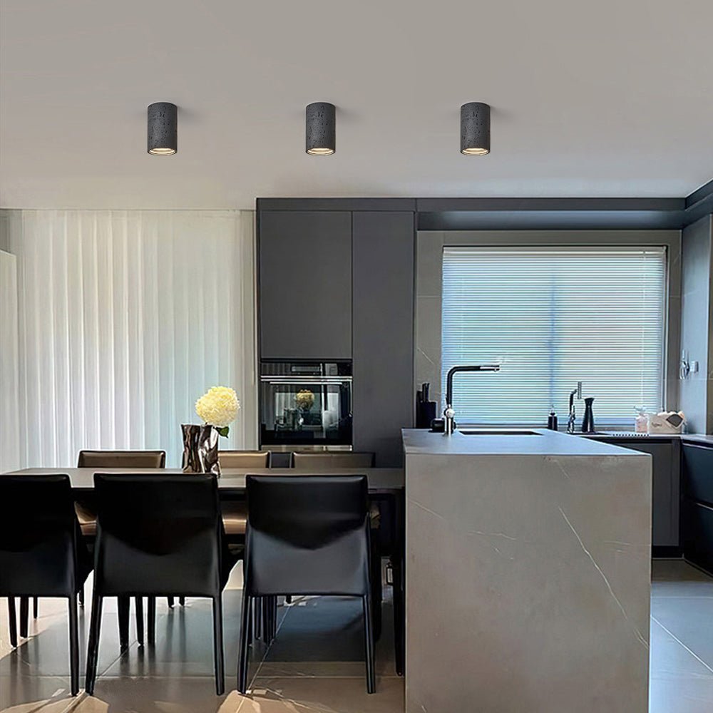 Plafonnier LED Cylindrique en Pierre au Design Wabi-Sabi Luminaires de plafond Electro Paris