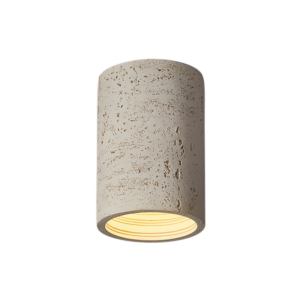 Plafonnier LED Cylindrique en Pierre au Design Wabi-Sabi Luminaires de plafond Electro Paris Blanc Blanc chaud